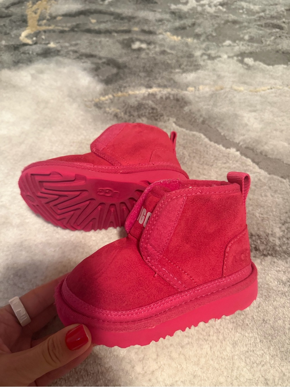 UGG Kids Hot Pink Suede Booties